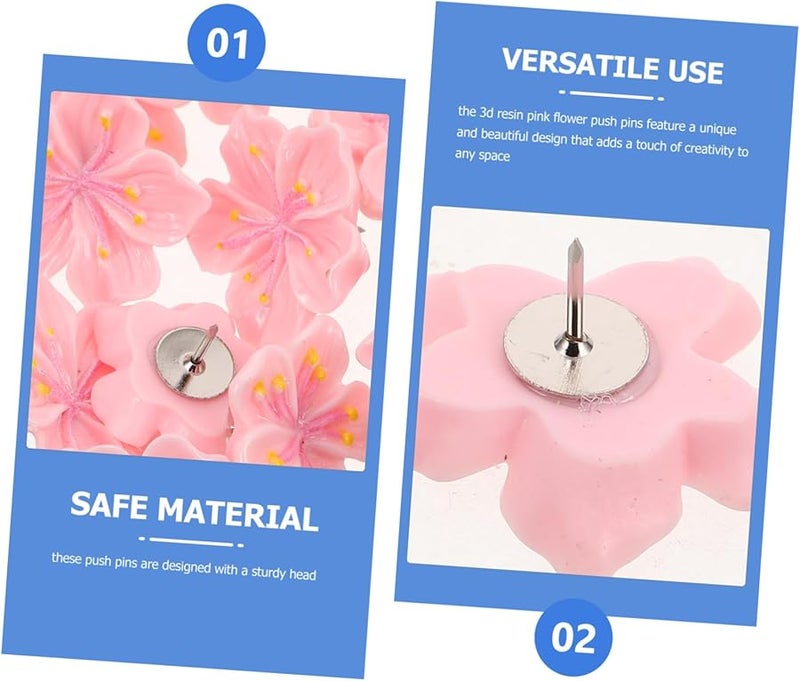 Floral Resin Push Pins 20pcs Cute Wall Decorative Tacks for Bulletin Board Office Decor - Image 3